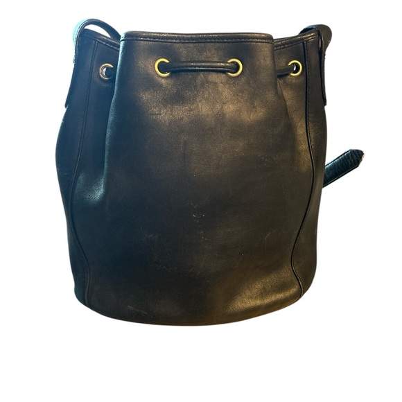 Anne Klein Black Leather Bucket Bag - Picture 4 of 10